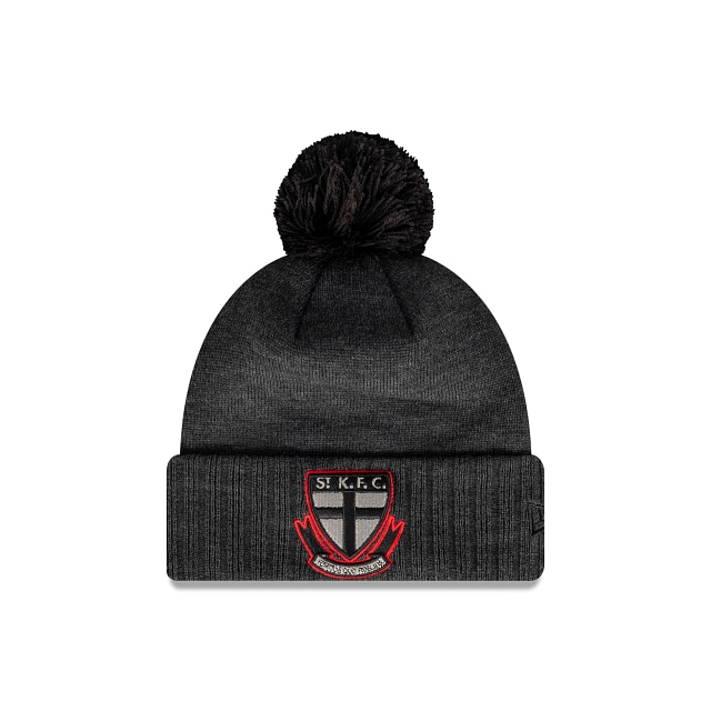 AFL St Kilda Saints Cuff With Pom (QBD4714) - Black New Era Beanies